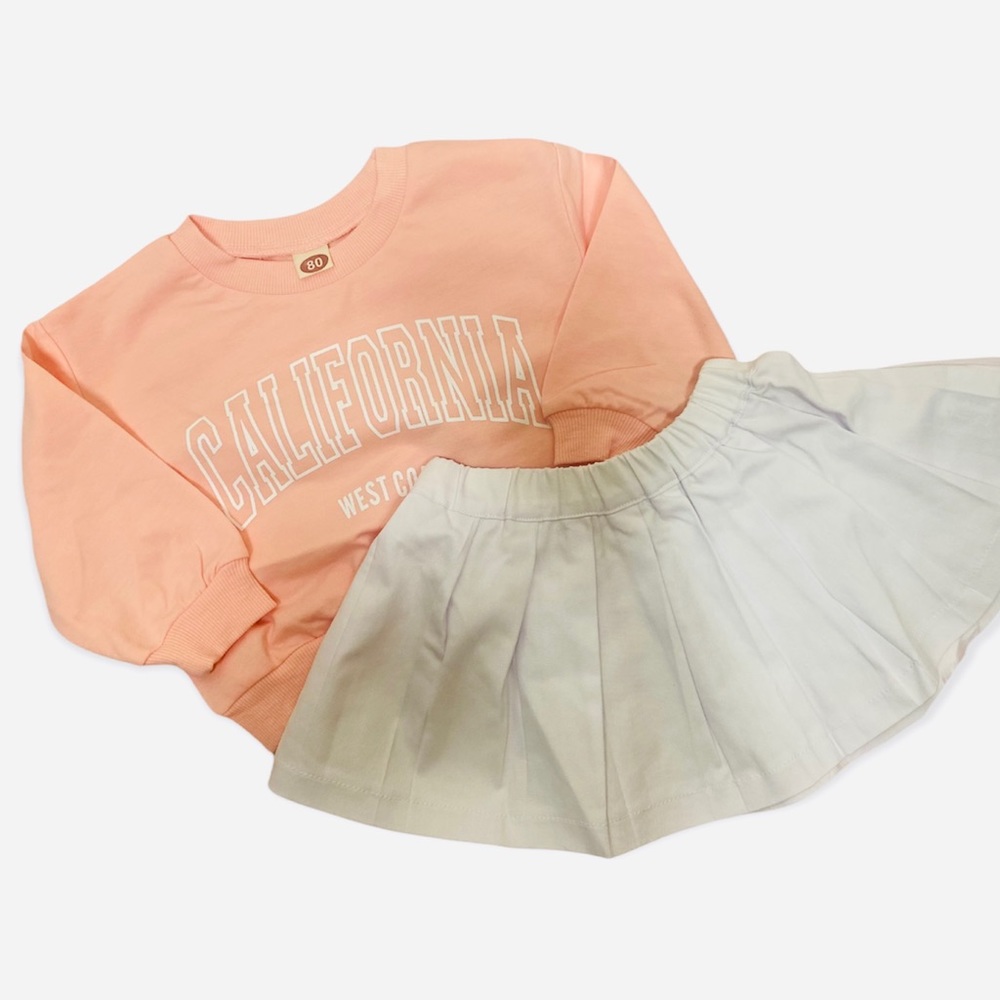 {NWOT} Toddler Girl Skirt Set 9-12 Months Pink/White